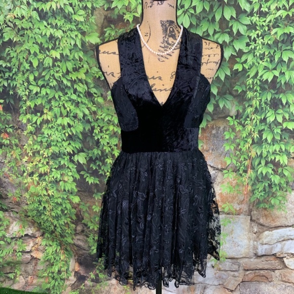 A.L.C. Lace and Velvet Racer-Back Mini Dress, 6 - Picture 1 of 12